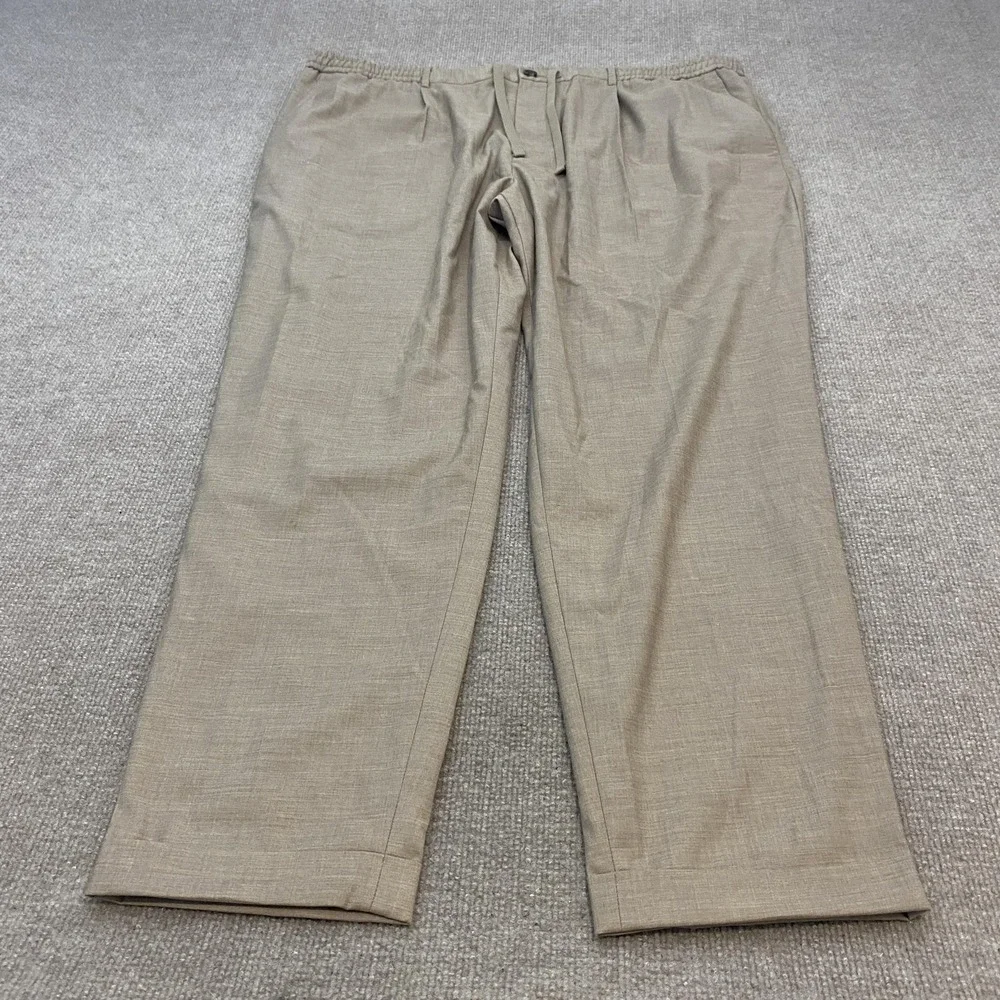 Tasso‎ Elba Pants Mens XXL Beige Microfiber Elastic Waist Relaxed Stretch Beach